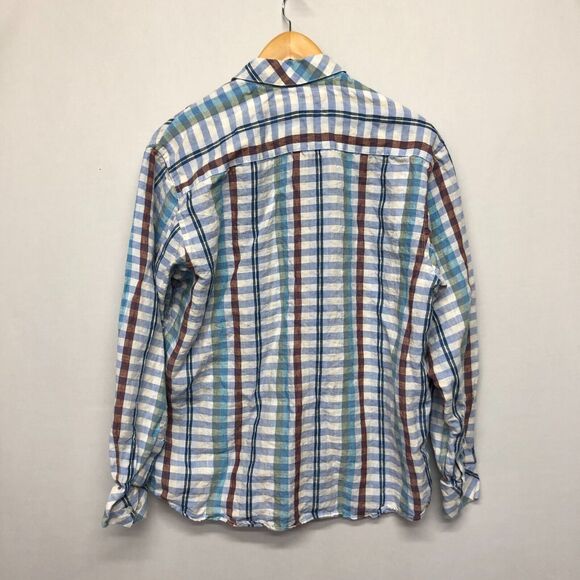 Raffi Linea Uomo Men Long Sleeve Linen Button Up Shirt Size Large Plaid M159 -22 - Picture 12 of 14